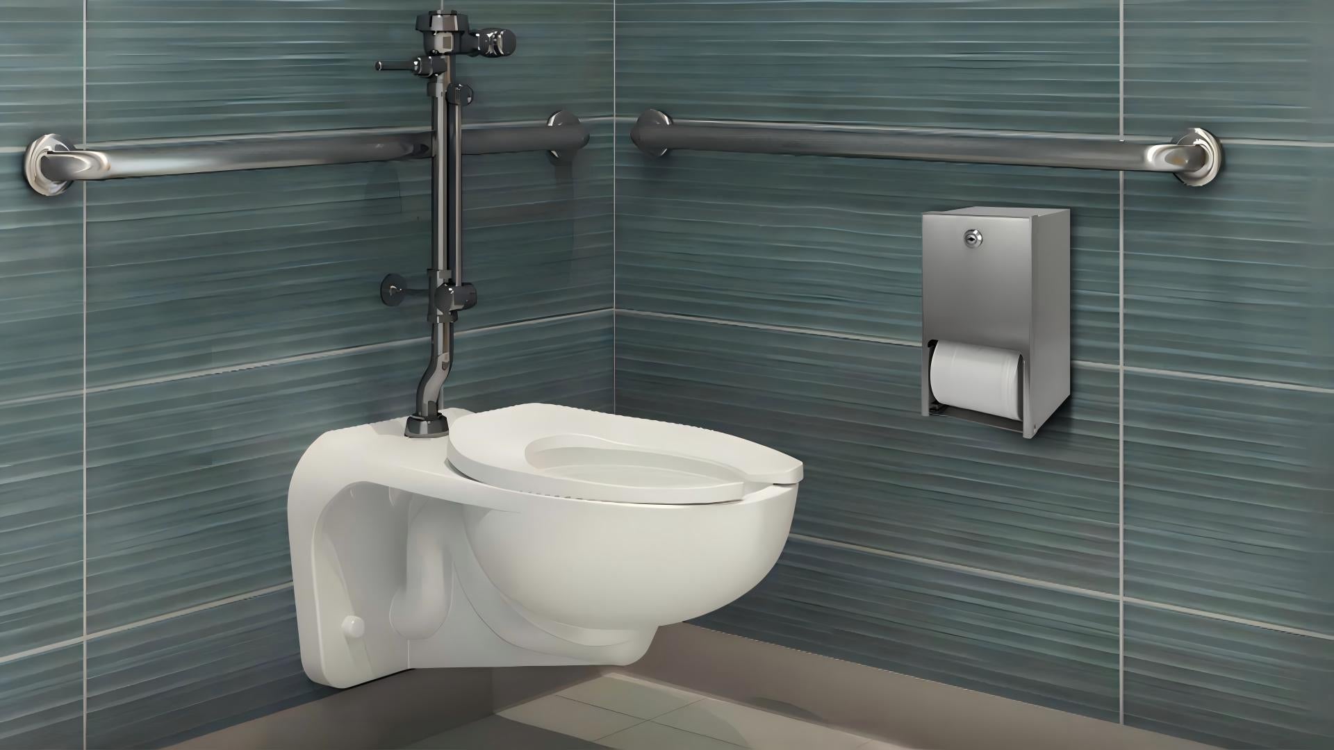 Stainless steel toilet paper dispenser for commercial restrooms