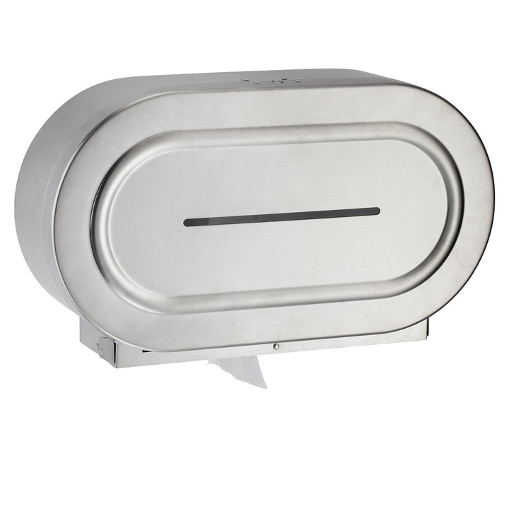 Stardrix Stainless Steel Twin Jumbo Toilet Paper Dispenser Wall Mount, 9" Commercial Double Roll Holder, Industrial Tissue Dispenser with Key Lock, Satin Finish