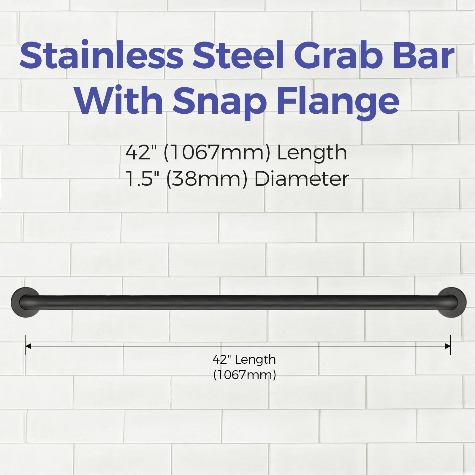 stardrix-42-inch-ada-compliant-grab-bar-1-5-diameter-concealed-mounting-flanges-handicap-friendly-commercial-residential-bathrooms-matte-black-stainless-steel