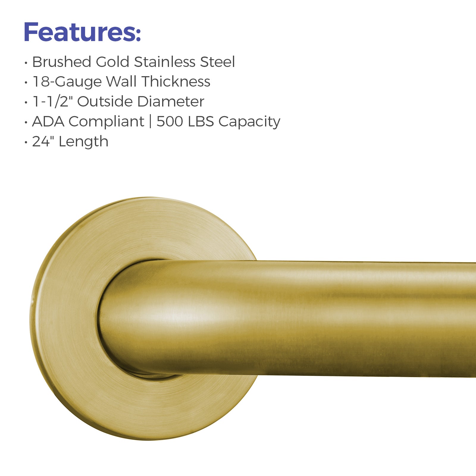 stardrix-24-inch-ada-compliant-grab-bar-1-5-diameter-concealed-mounting-flanges-handicap-friendly-commercial-residential-bathrooms-brushed-gold-stainless-steel