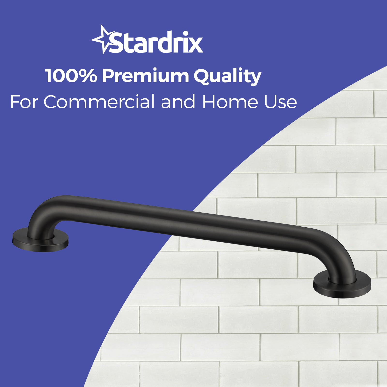 stardrix-18-inch-ada-compliant-grab-bar-1-5-diameter-concealed-mounting-flanges-handicap-friendly-commercial-residential-bathrooms-matte-black-stainless-steel
