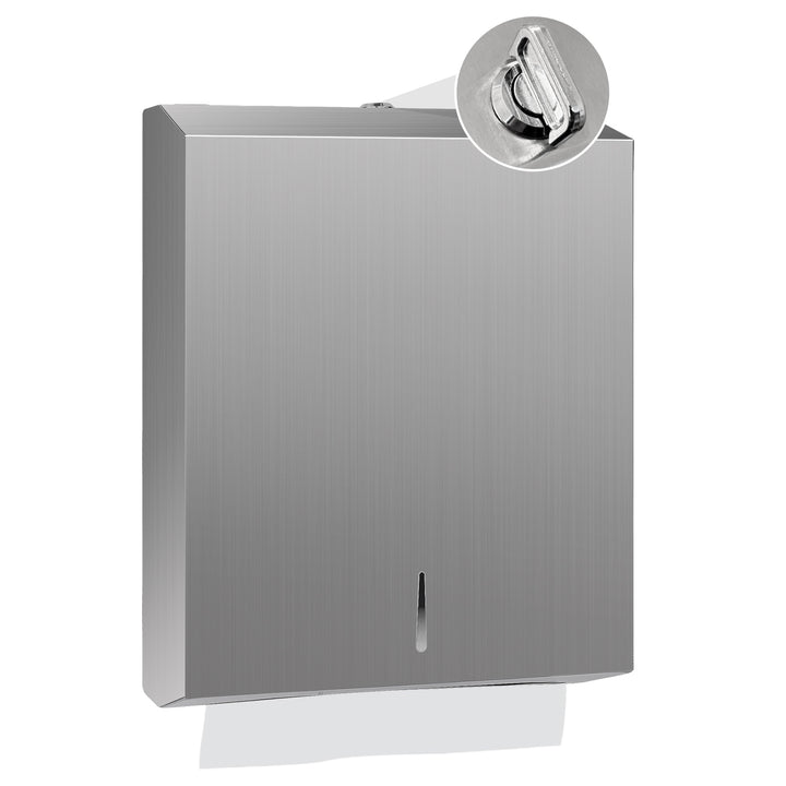 Stardrix Knob Latch (No Key Lock) Paper Towel Dispenser, Wall-Mount, Brushed Stainless Steel, Commercial Large Capacity, Fits 400 C-Fold / 525 Multi-Fold Towels