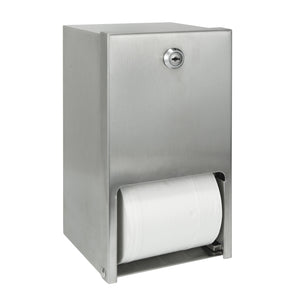 ST2R double toilet paper holder in brushed stainless steel with two-roll capacity
