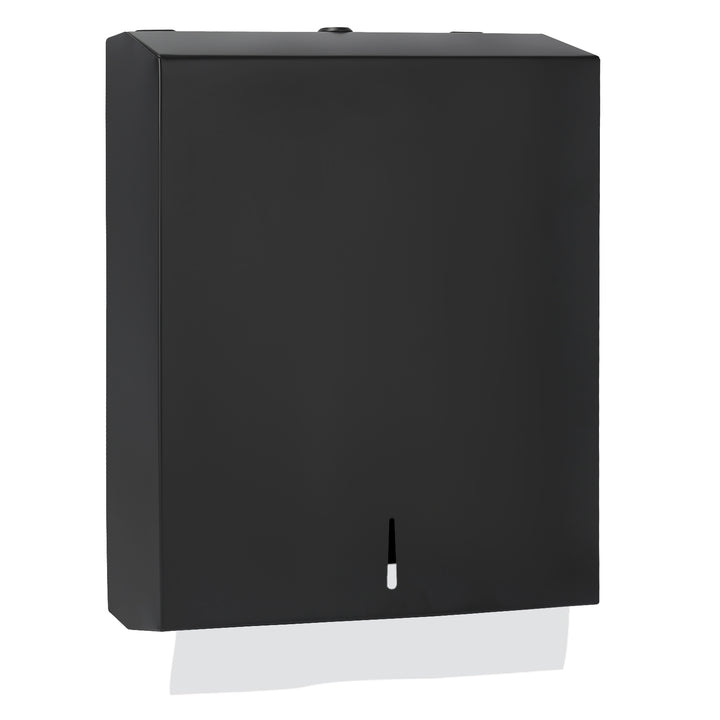 Stardrix Paper Towel Dispenser Wall Mount, Matte Black Stainless Steel Commercial Paper Towel Holder with Lock, Large Capacity 400 C Fold/525 Multifold Towels