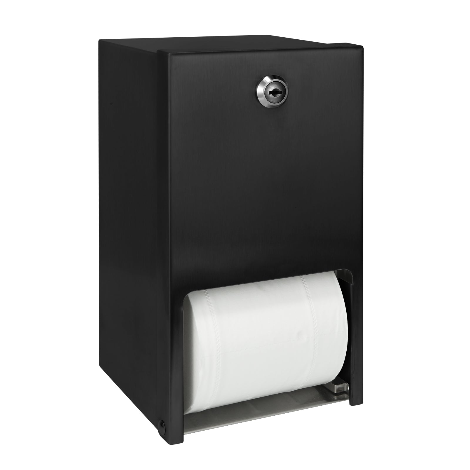 stardrix-matte-black-2-roll-stainless-steel-commercial-toilet-paper-dispenser-heavy-duty-wall-mount-tissue-holder-with-lock-for-restroom-bathroom