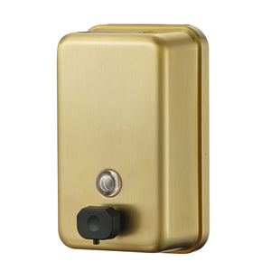 Stardrix Brushed Gold Stainless Steel Vertical 1100ml/37oz Capacity Commercial-Grade Soap Dispenser, Wall-Mounted Bathroom Hand Soap Dispenser with Corrosion-Proof Lining and Anti-Leak Pump