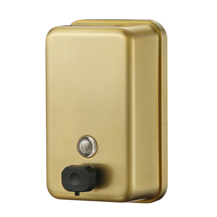 Stardrix Brushed Gold Stainless Steel Vertical 1100ml/37oz Capacity Commercial-Grade Soap Dispenser, Wall-Mounted Bathroom Hand Soap Dispenser with Corrosion-Proof Lining and Anti-Leak Pump