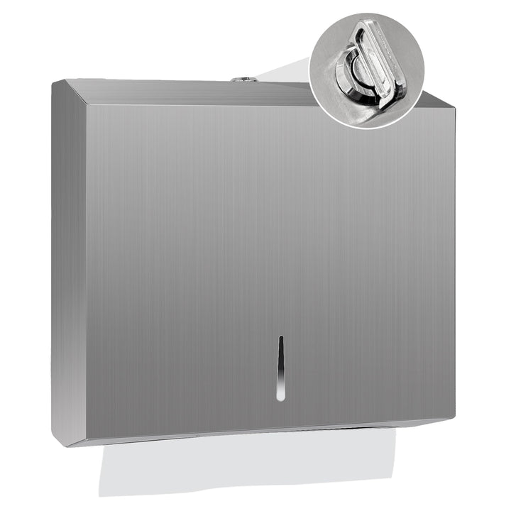 Stardrix Knob Latch (No Key Lock) Paper Towel Dispenser, Wall-Mount, Brushed Stainless Steel, Commercial Large Capacity, Fits 250 C-Fold / 300 Multi-Fold Towels