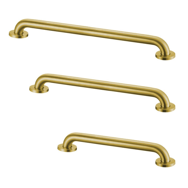 Stardrix Grab Bar Bundle for ADA Compliance, Brushed Gold Stainless Steel Grab Bar Set for Commercial and Residential Restrooms, 1.5" Diameter - 18", 36", 42" - Pack of 3