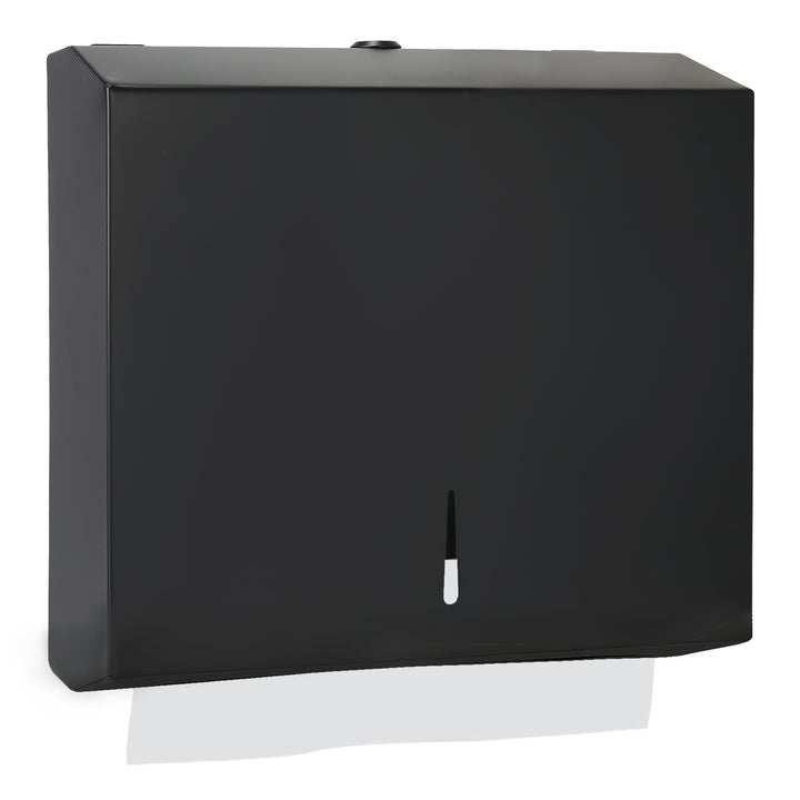 Stardrix Paper Towel Dispenser Wall Mount, Matte Black Stainless Steel Commercial Paper Towel Holder with Lock, Large Capacity 250 C Fold/300 Multifold Towels