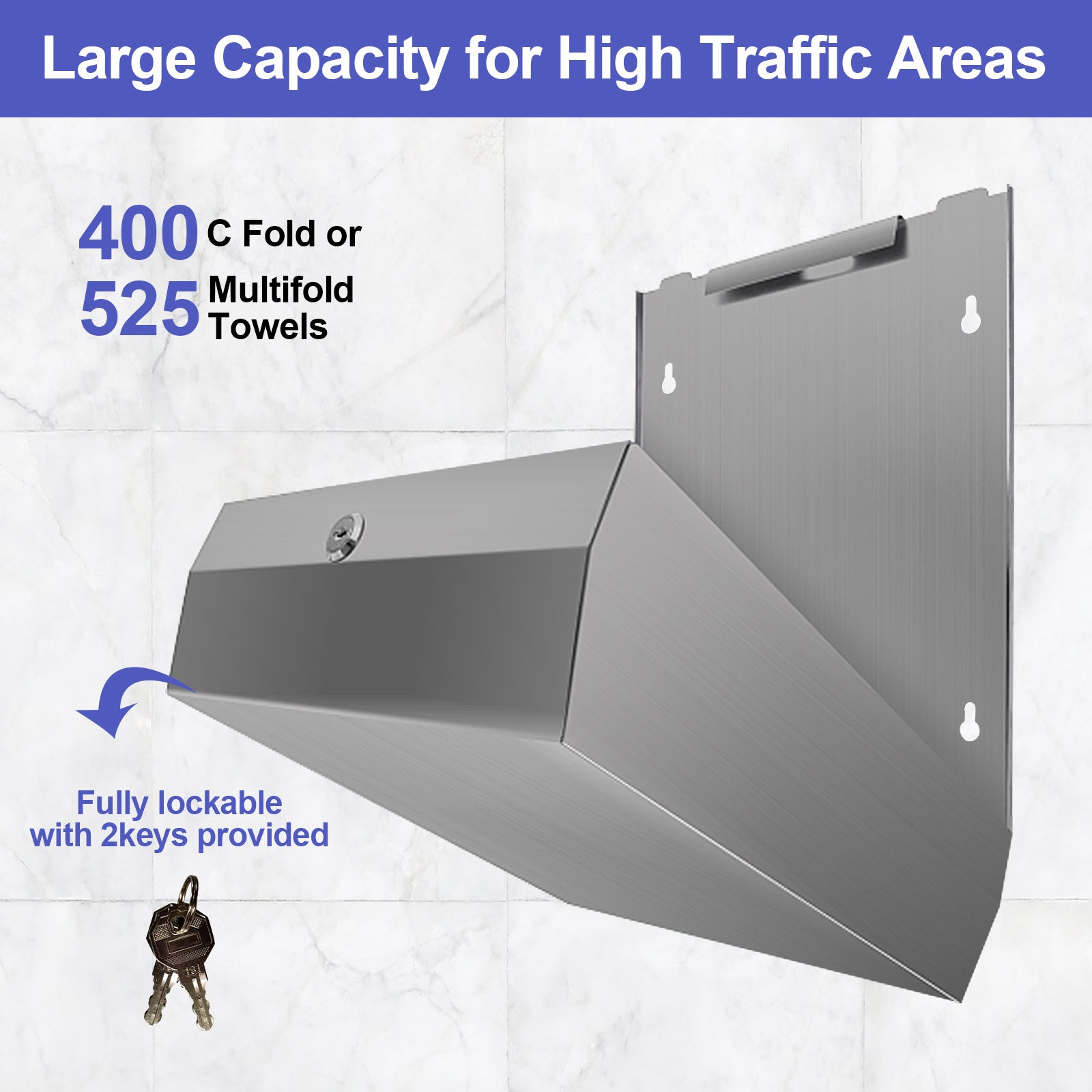 stardrix-paper-towel-dispenser-wall-mount-brushed-stainless-steel-commercial-paper-towel-holder-with-lock-large-capacity-400-c-fold-525-multifold-towels