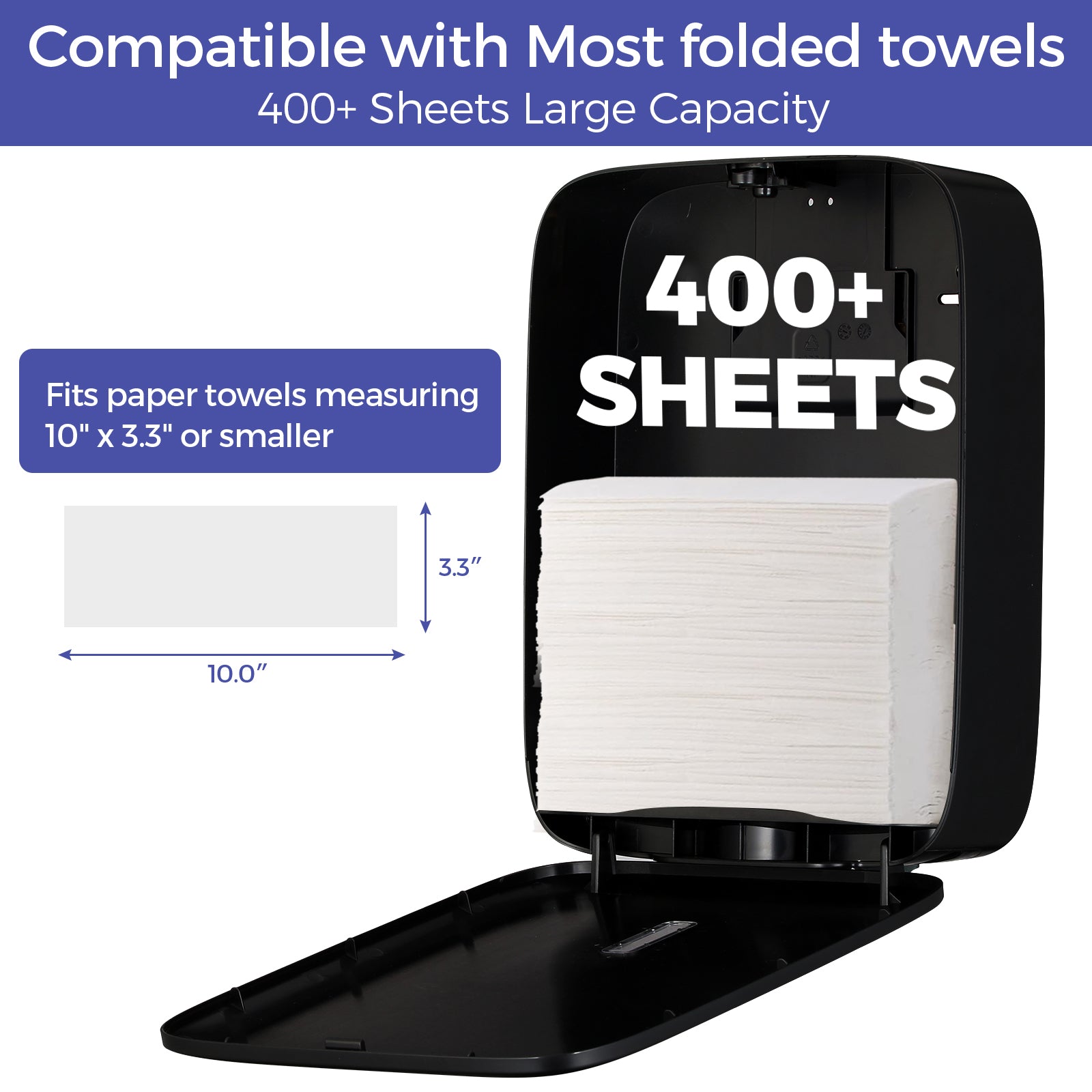 stardrix-paper-towel-dispenser-wall-mount-with-lock-fits-400-multifold-trifold-z-fold-c-fold-towels-large-paper-towel-holder-for-bathroom-kitchen-office-home-or-business-black