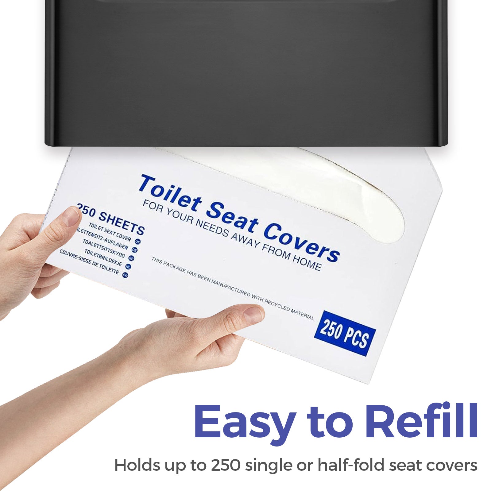 stardrix-slim-matte-black-stainless-steel-toilet-seat-cover-dispenser-designer-wall-mount-holder-with-curved-edges-and-large-capacity-for-single-or-1-2-fold-covers-aesthetic-and-modern-look