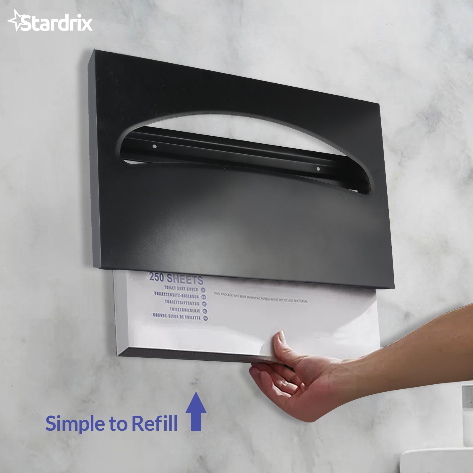 stardrix-stainless-steel-toilet-seat-cover-dispenser-wall-mount-single-or-1-2-fold-large-capacity-toilet-seat-covers-holder-for-commercial-and-residential-matt-black