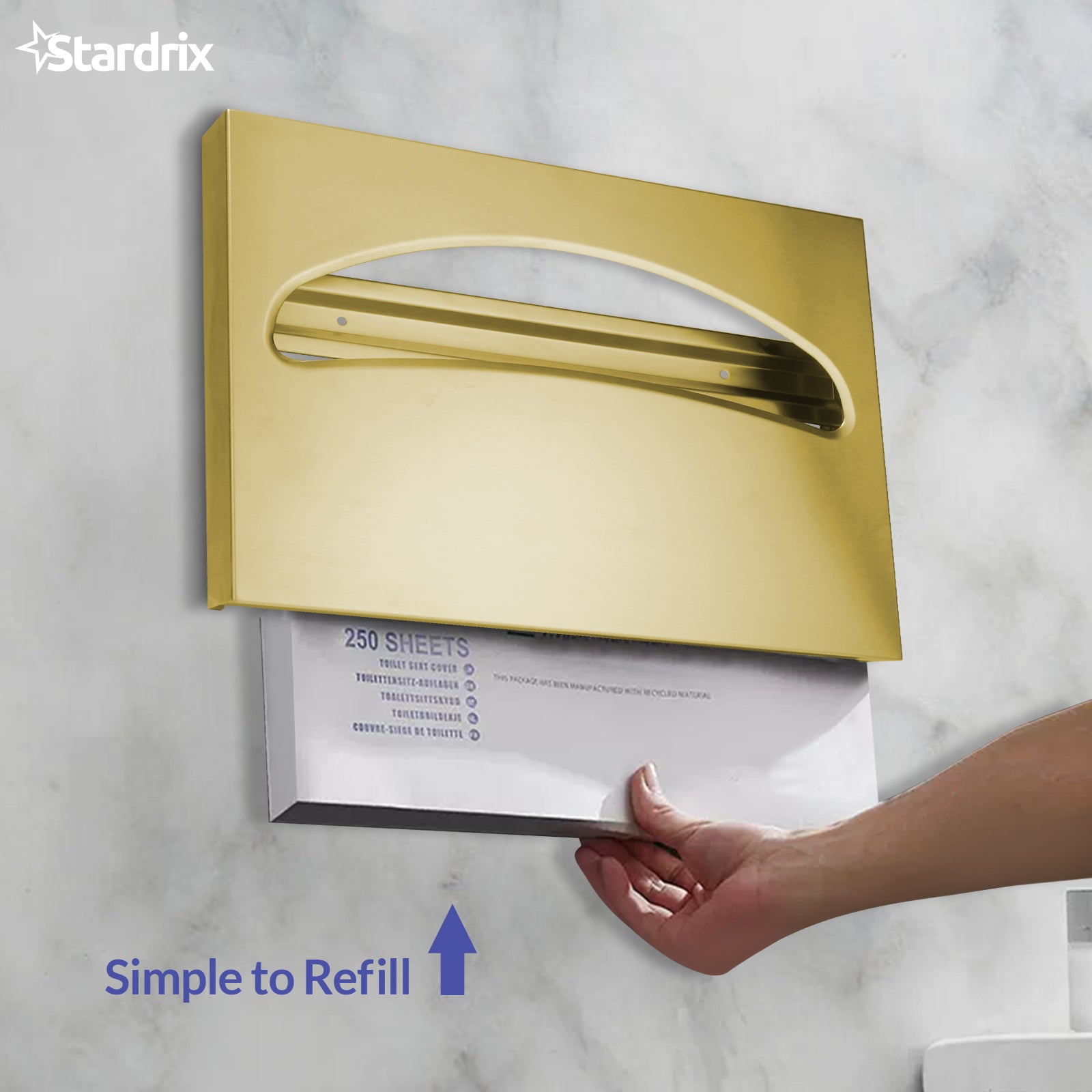 stardrix-stainless-steel-toilet-seat-cover-dispenser-wall-mount-single-or-1-2-fold-large-capacity-toilet-seat-covers-holder-for-commercial-and-residential-brushed-gold