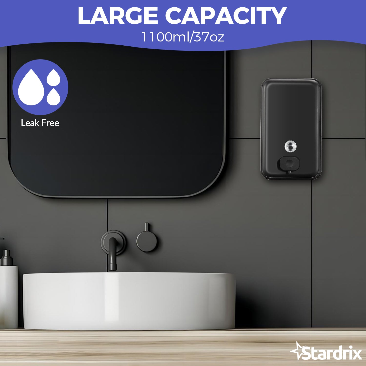 stardrix-matte-black-stainless-steel-vertical-1100ml-37oz-capacity-commercial-grade-soap-dispenser-wall-mounted-bathroom-hand-soap-dispenser-with-corrosion-proof-lining-and-anti-leak-pump