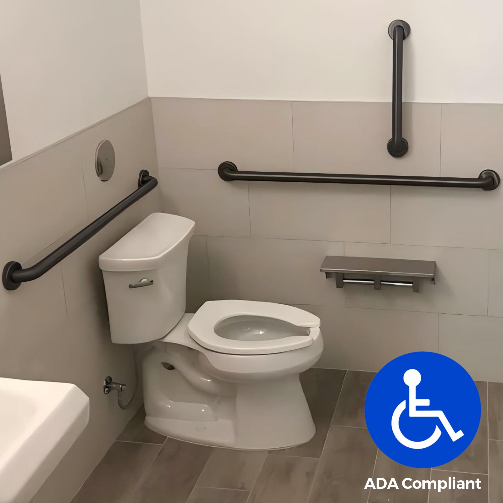 stardrix-18-inch-ada-compliant-grab-bar-1-5-diameter-concealed-mounting-flanges-handicap-friendly-commercial-residential-bathrooms-matte-black-stainless-steel