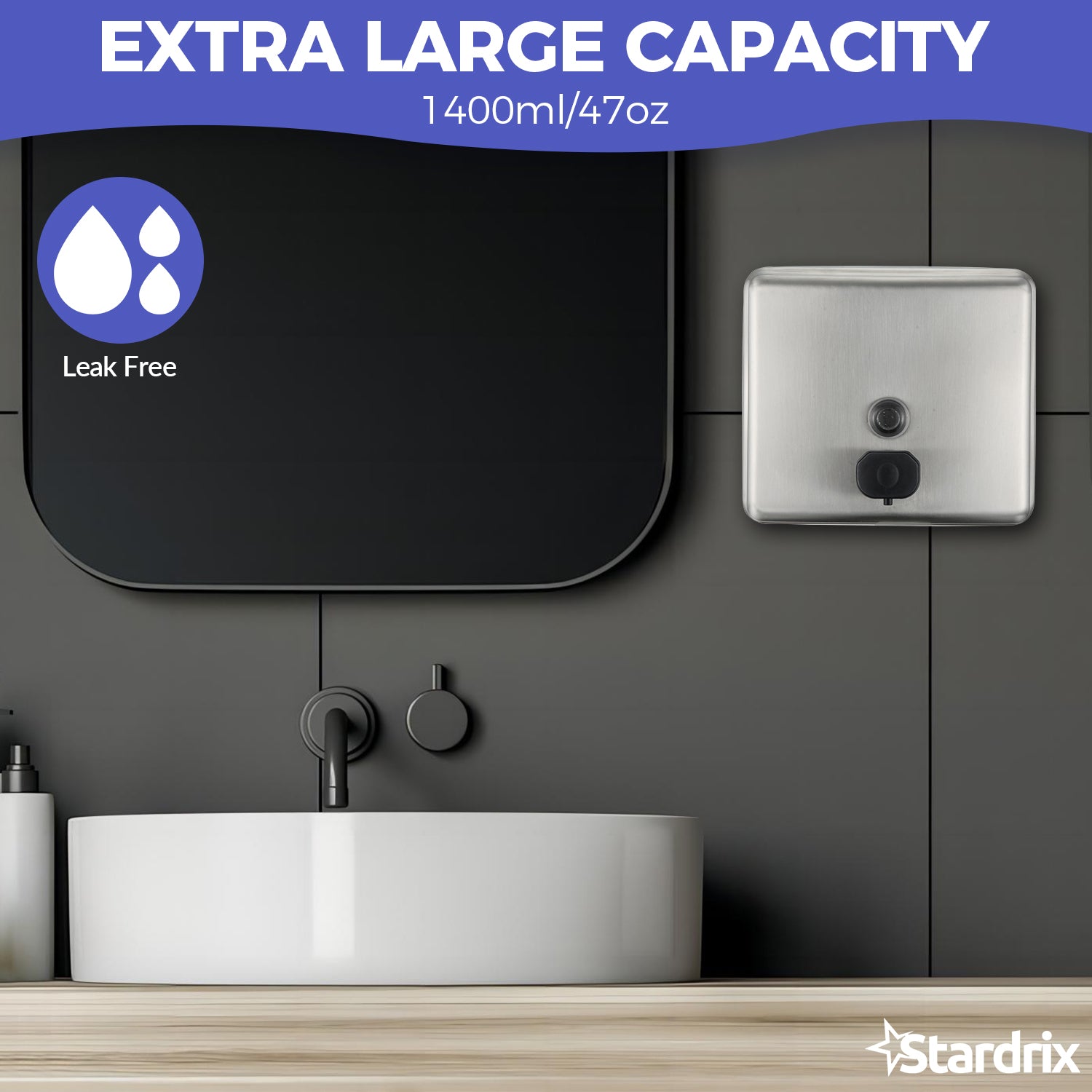 stardrix-stainless-steel-extra-large-1400ml-47oz-capacity-industrial-grade-soap-dispenser-commercial-wall-mount-bathroom-hand-soap-dispenser-with-corrosion-proof-lining-and-anti-leak-pump
