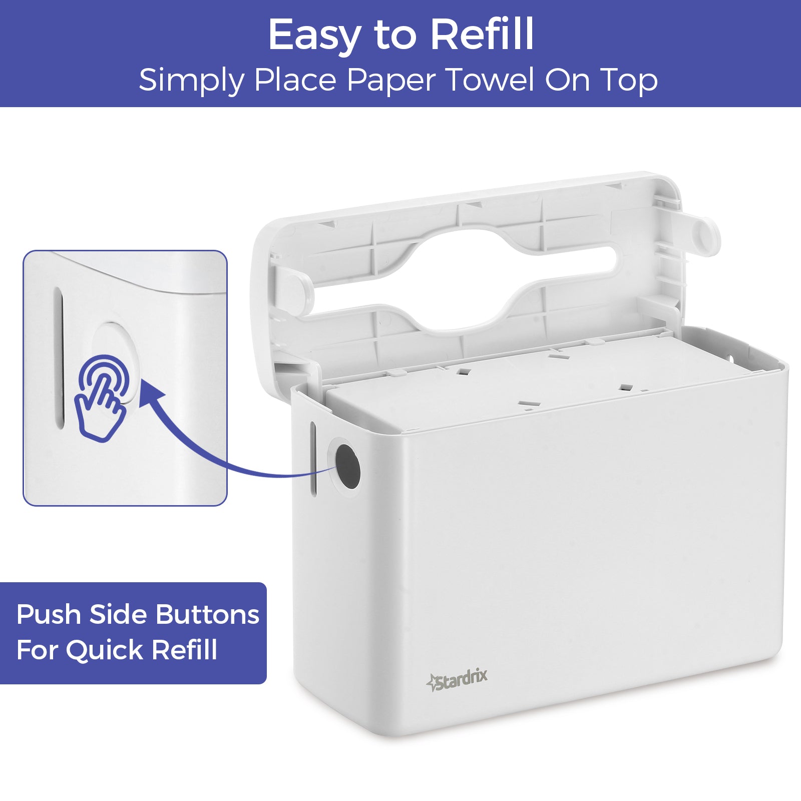 stardrix-countertop-paper-towel-dispenser-white-hand-towel-holder-for-multifold-c-fold-z-fold-towels-spring-loaded-single-sheet-dispensing-non-slip-base-compact-design-for-home-or-commercial