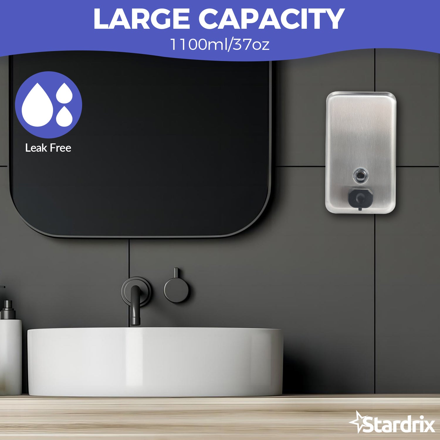 stardrix-heavy-duty-stainless-steel-wall-mount-soap-dispenser-1100ml-37oz-with-corrosion-proof-lining-and-anti-leak-pump-for-commercial-home-bathroom-kitchenvertical