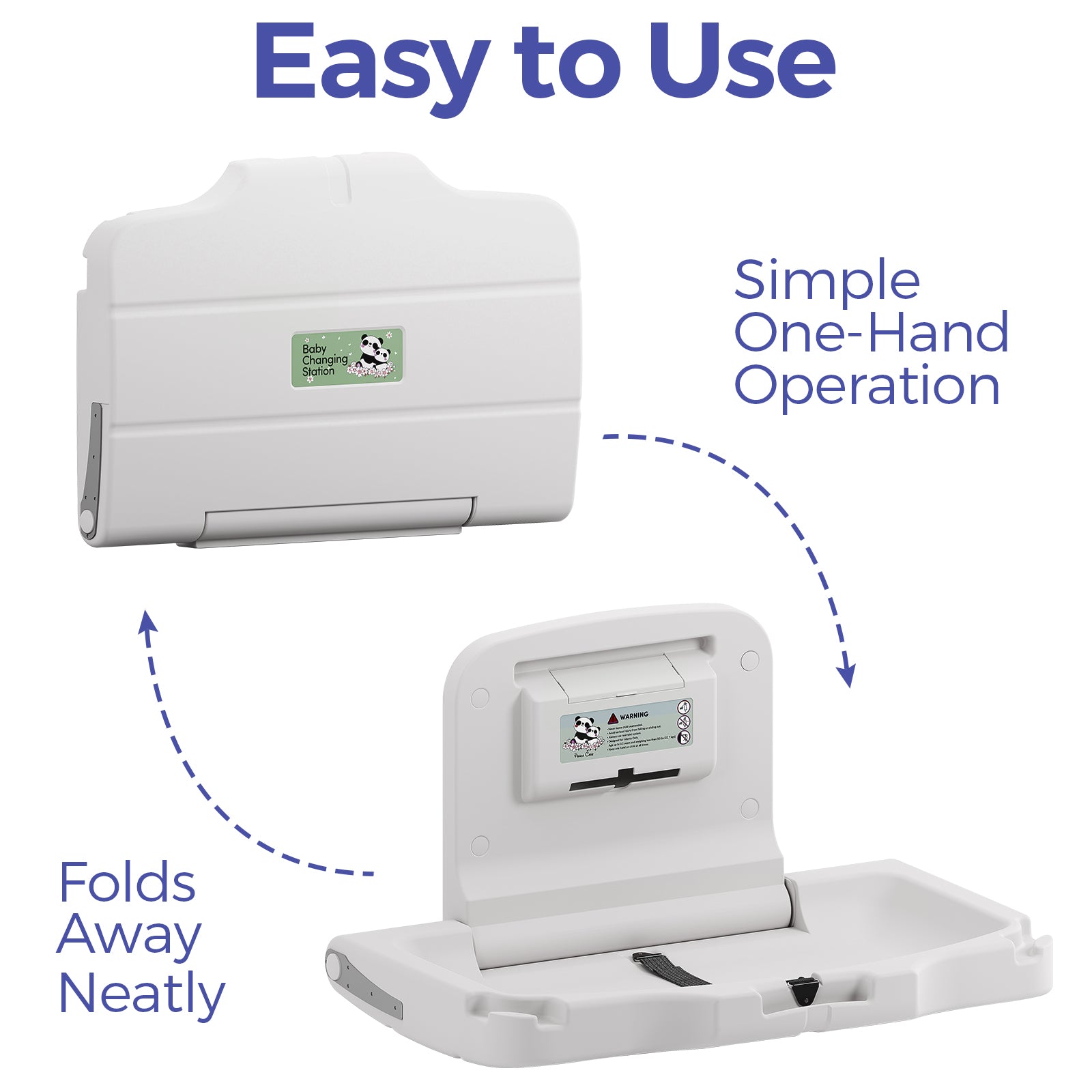 panda-care-ada-compliant-horizontal-wall-mounted-baby-changing-station-foldable-diaper-changing-table-with-liner-dispenser-and-safety-straps-for-commercial