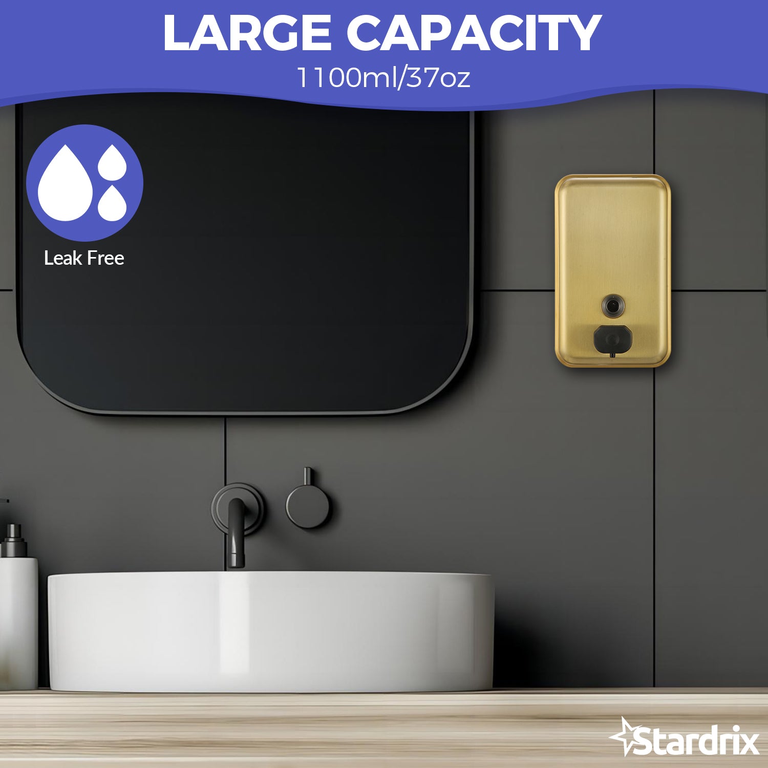 stardrix-brushed-gold-stainless-steel-vertical-1100ml-37oz-capacity-commercial-grade-soap-dispenser-wall-mounted-bathroom-hand-soap-dispenser-with-corrosion-proof-lining-and-anti-leak-pump