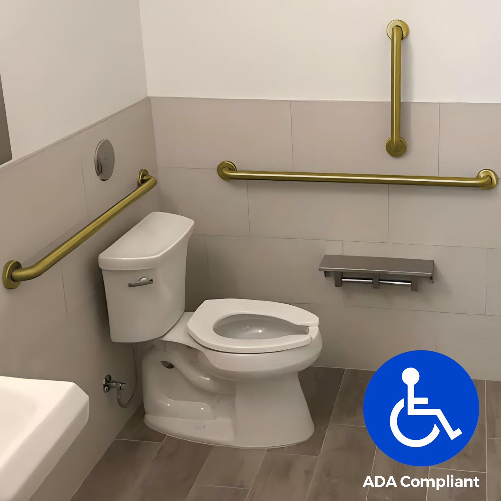 stardrix-18-inch-ada-compliant-grab-bar-1-5-diameter-concealed-mounting-flanges-handicap-friendly-commercial-residential-bathrooms-brushed-gold-stainless-steel