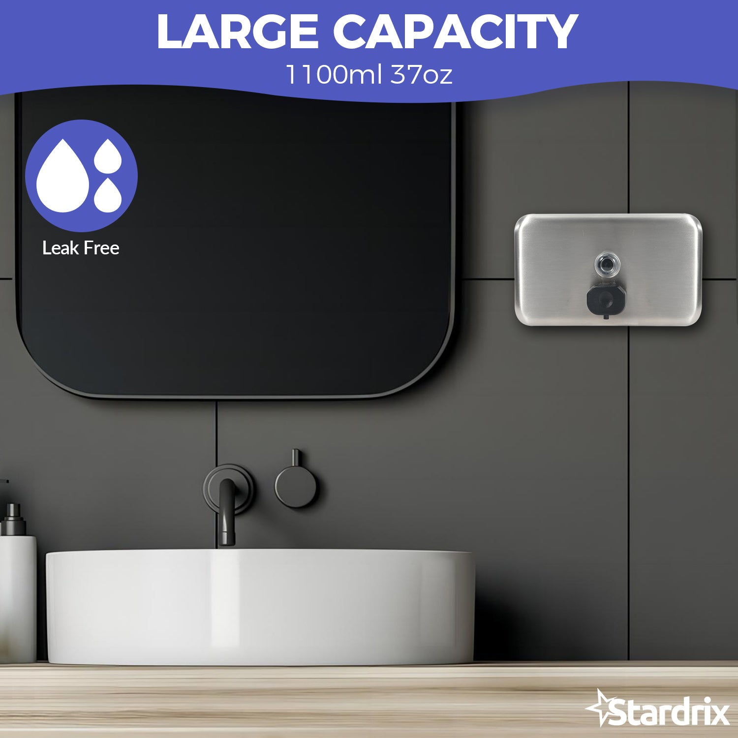 stardrix-heavy-duty-stainless-steel-wall-mount-soap-dispenser-1100ml-37oz-with-corrosion-proof-lining-and-anti-leak-pump-for-commercial-home-bathroom-kitchen-horizontal