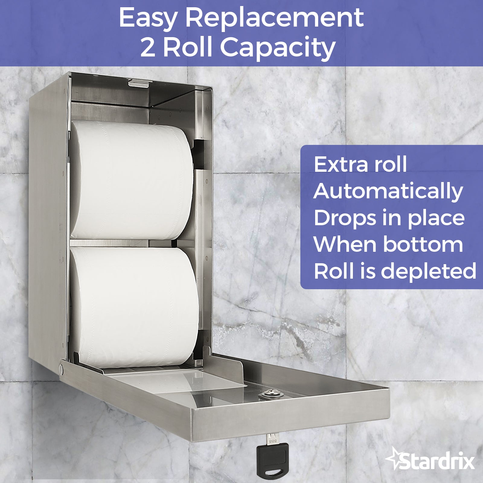 stardrix-2-roll-stainless-steel-commercial-toilet-paper-dispenser-heavy-duty-wall-mount-tissue-holder-with-lock-for-restroom-bathroom-brushed