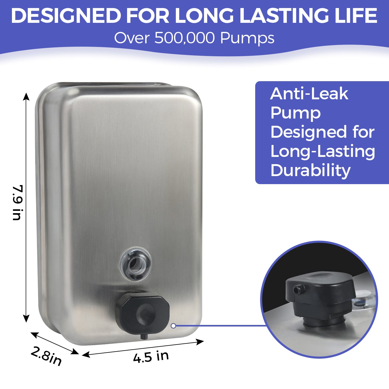 stardrix-heavy-duty-stainless-steel-wall-mount-soap-dispenser-1100ml-37oz-with-corrosion-proof-lining-and-anti-leak-pump-for-commercial-home-bathroom-kitchenvertical