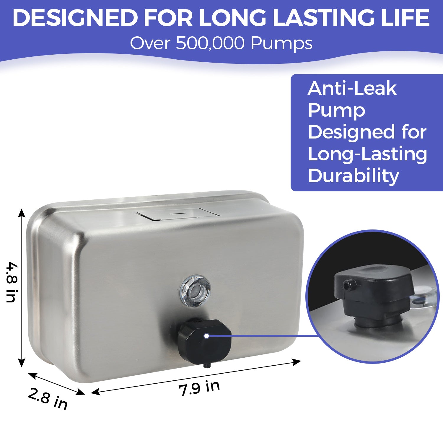 stardrix-heavy-duty-stainless-steel-wall-mount-soap-dispenser-1100ml-37oz-with-corrosion-proof-lining-and-anti-leak-pump-for-commercial-home-bathroom-kitchen-horizontal