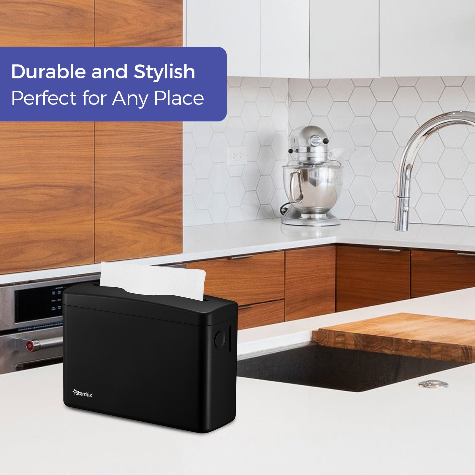 stardrix-countertop-paper-towel-dispenser-black-hand-towel-holder-for-multifold-c-fold-z-fold-towels-spring-loaded-single-sheet-dispensing-non-slip-base-compact-design-for-home-or-commercial