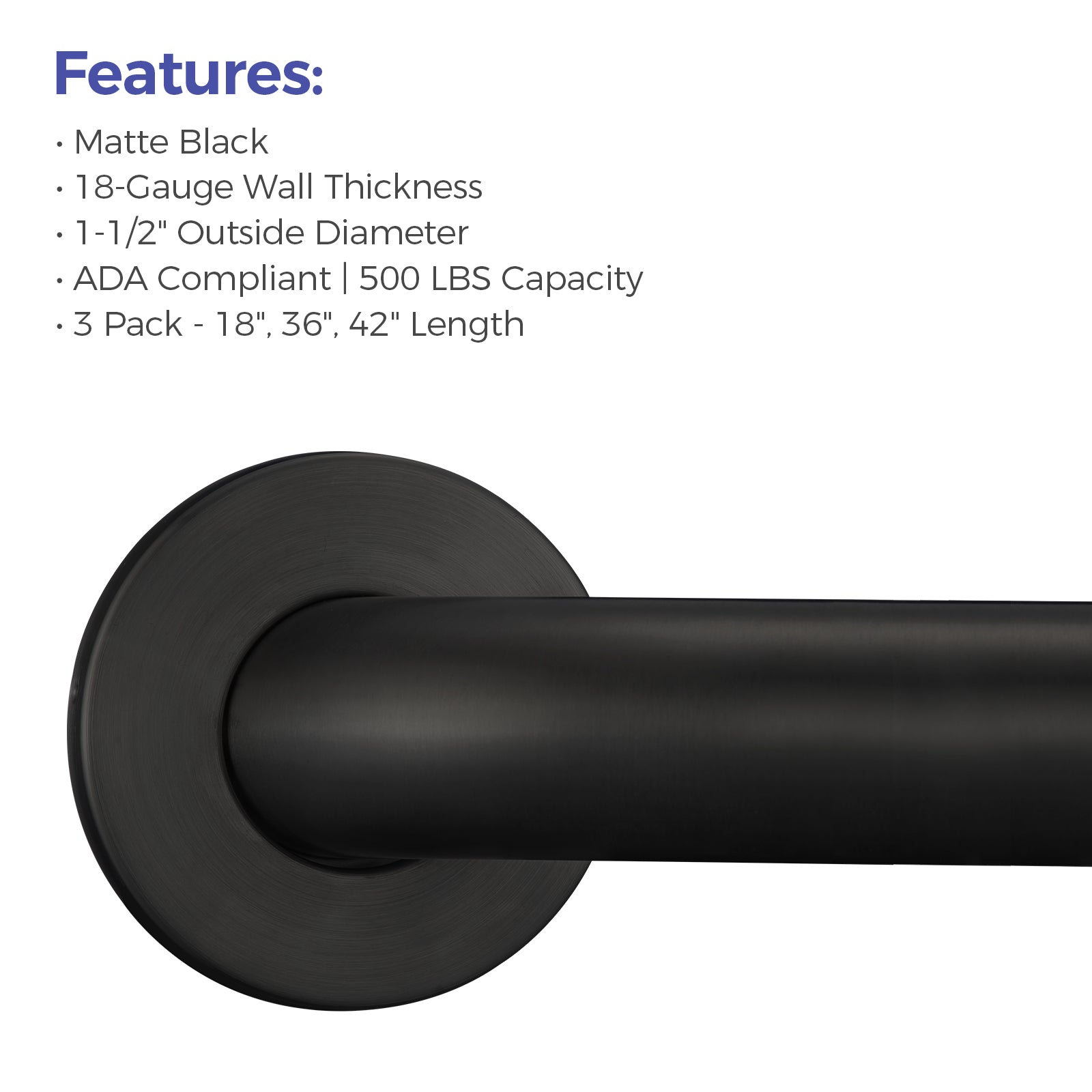 stardrix-grab-bar-bundle-for-ada-compliance-matte-black-stainless-steel-grab-bar-set-for-commercial-and-residential-restrooms-1-5-diameter-18-36-42-pack-of-3