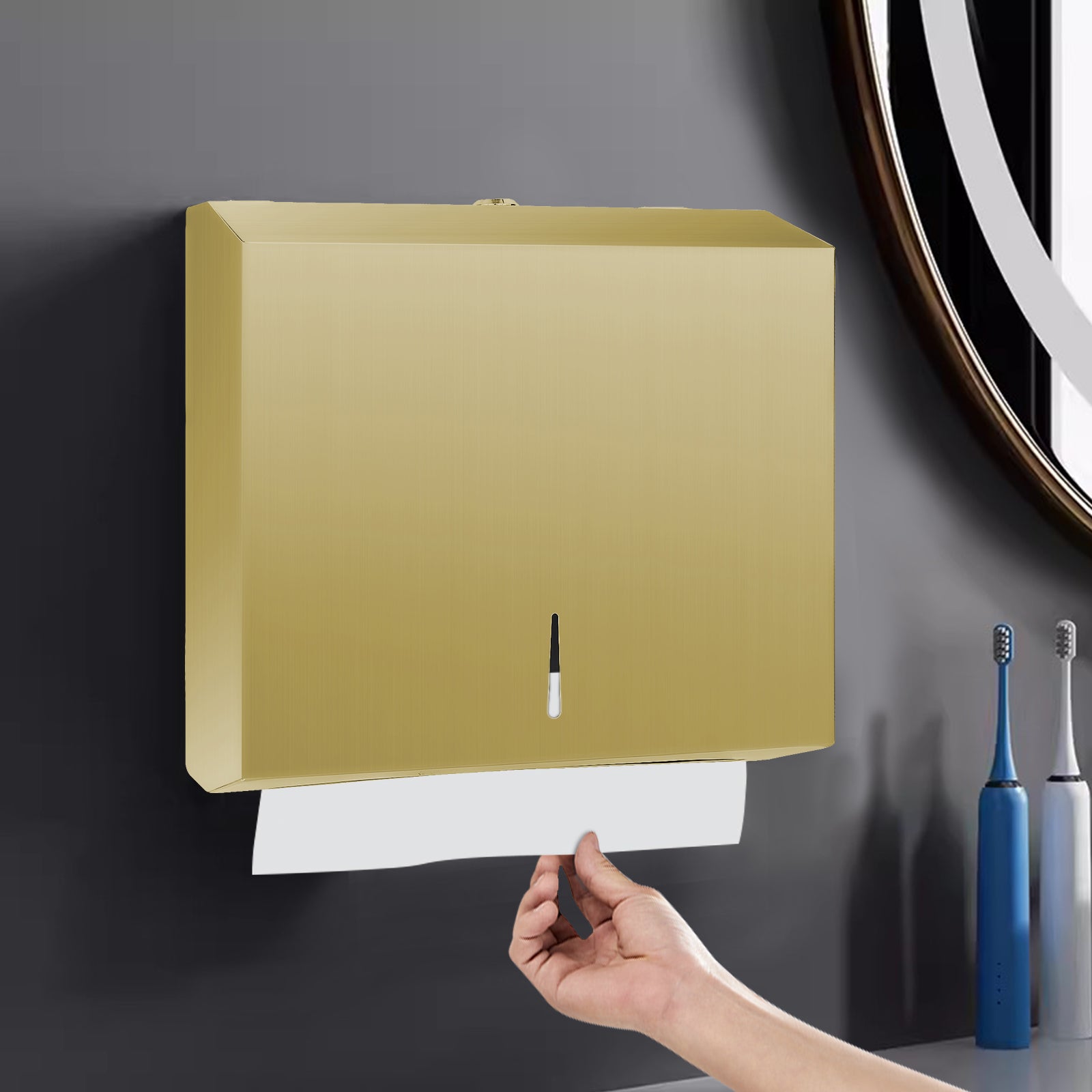 stardrix-paper-towel-dispenser-wall-mount-brushed-gold-stainless-steel-commercial-paper-towel-holder-with-lock-large-capacity-250-c-fold-300-multifold-towels