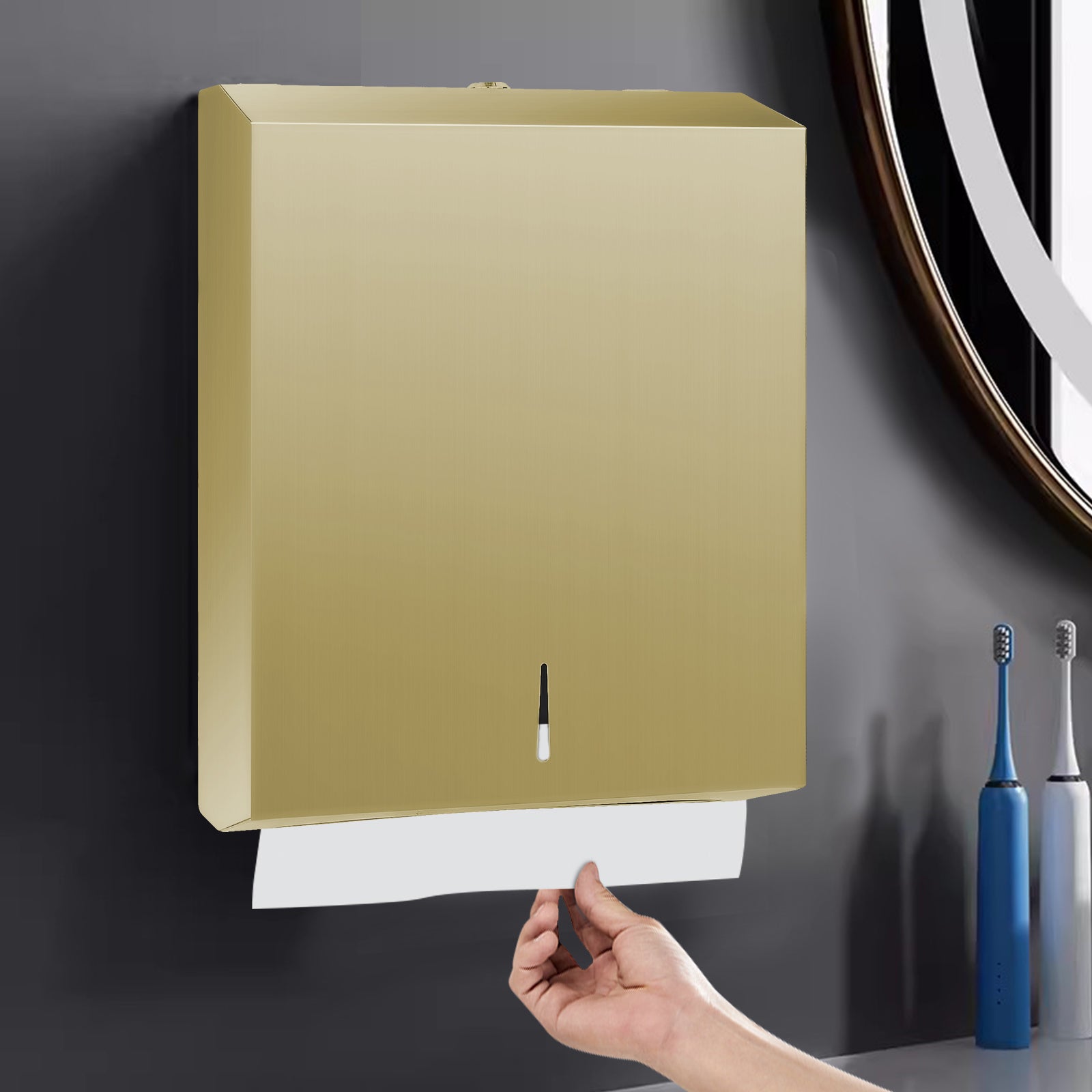 stardrix-paper-towel-dispenser-wall-mount-brushed-gold-stainless-steel-commercial-paper-towel-holder-with-lock-large-capacity-400-c-fold-525-multifold-towels