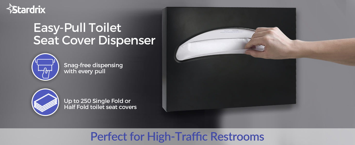 stardrix-stainless-steel-toilet-seat-cover-dispenser-wall-mount-single-or-1-2-fold-large-capacity-toilet-seat-covers-holder-for-commercial-and-residential-matt-black