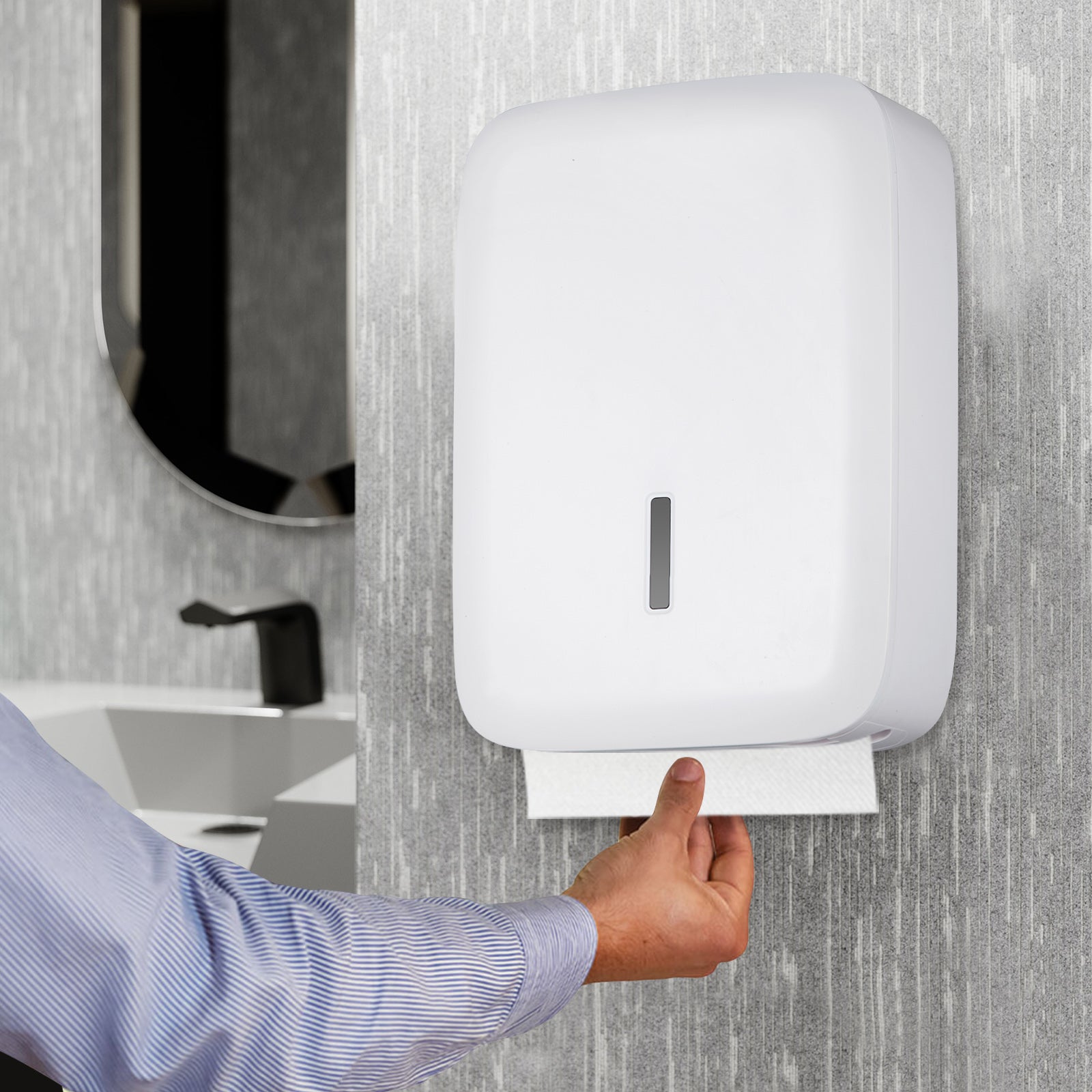 stardrix-paper-towel-dispenser-wall-mount-with-lock-fits-400-multifold-trifold-z-fold-c-fold-towels-large-paper-towel-holder-for-bathroom-kitchen-office-home-or-business-white
