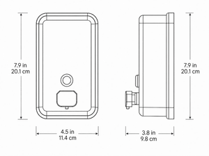 showing the dimensions of wall mount soap dispensder