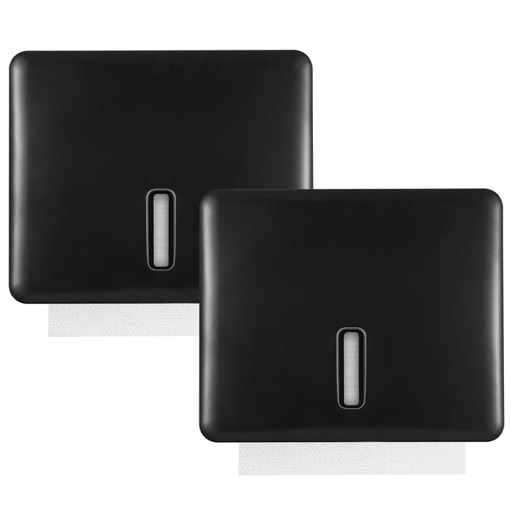 Stardrix 2-Pack Multifold Paper Towel Dispenser Wall Mount (Black) – Large Capacity C-Fold, Trifold, and Folded Commercial Hand Towel Holder for Bathroom & Restroom – Adhesive or Screw Mounted
