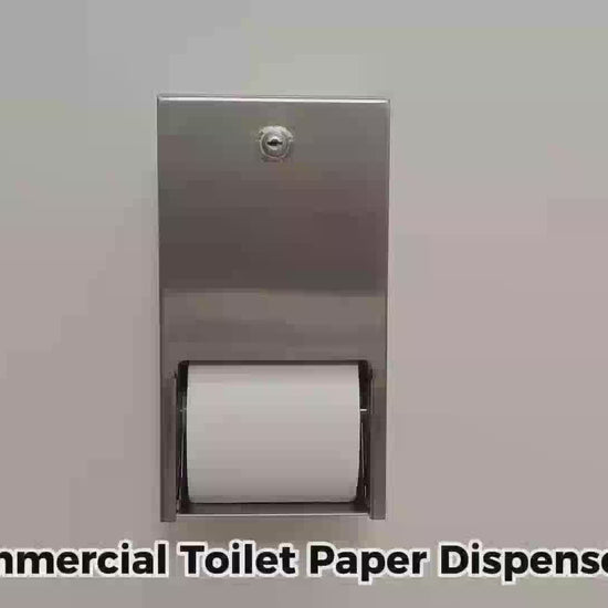 Double toilet paper holder installed on a commercial restroom wall
